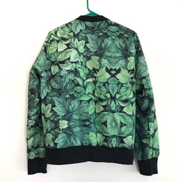 FLAGE Edera Leaf Print Jacket Mens Small Green AOP - Picture 3 of 6